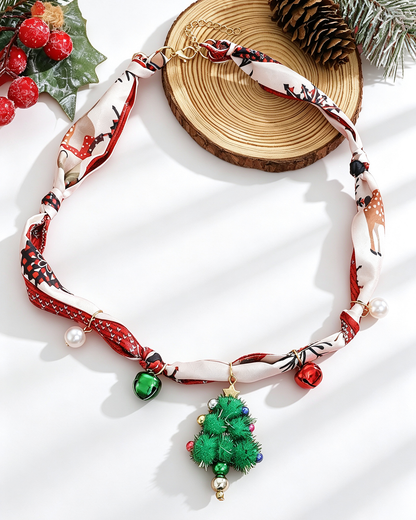 Wholesale Christmas Christmas Tree, Santa Claus, Silk Scarf Necklace SP005