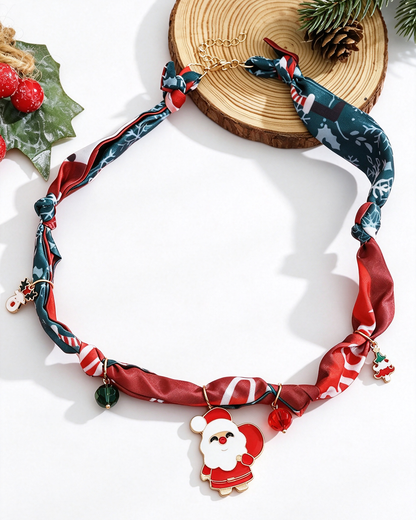 Wholesale Christmas Christmas Tree, Santa Claus, Silk Scarf Necklace SP005