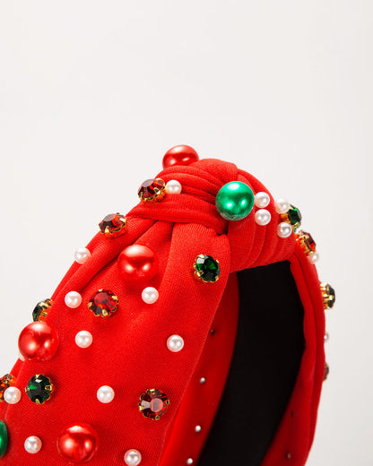Wholesale Christmas Rhinestone&Pearl Headband Festives Celebrations Hair Hoop Elastic Headbands For Adults And Kids SP011