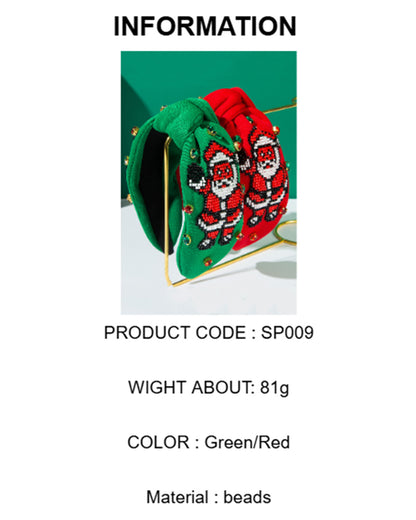 Wholesale Christmas Santa Headband beaded Festives Celebrations Hair Hoop Elastic Headbands For Adults And Kids SP009