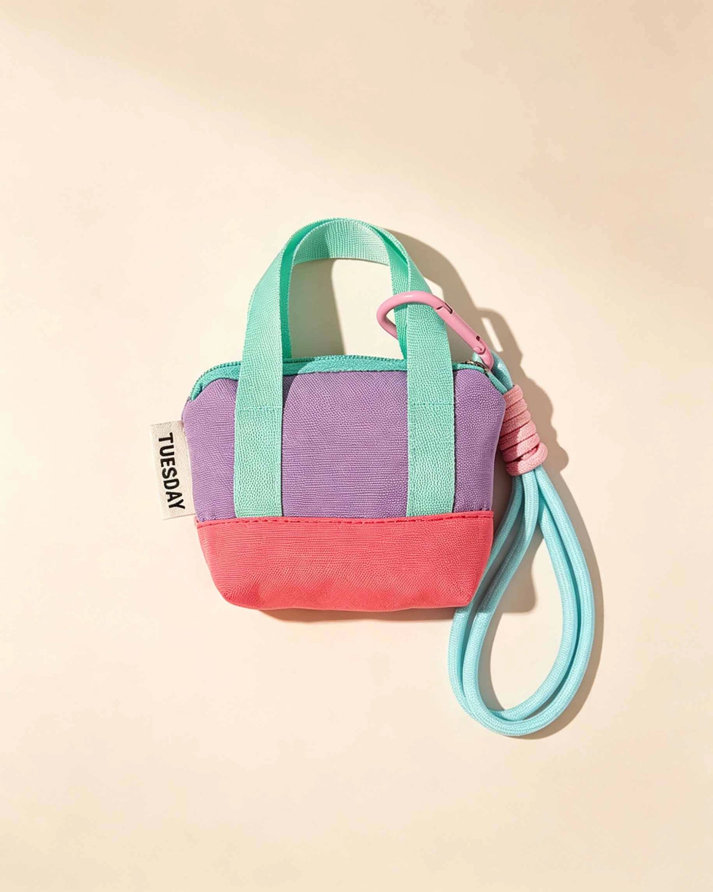Colorblock Canvas Mini Earphone Pouch Keychain Daily Cute Accessory SP162