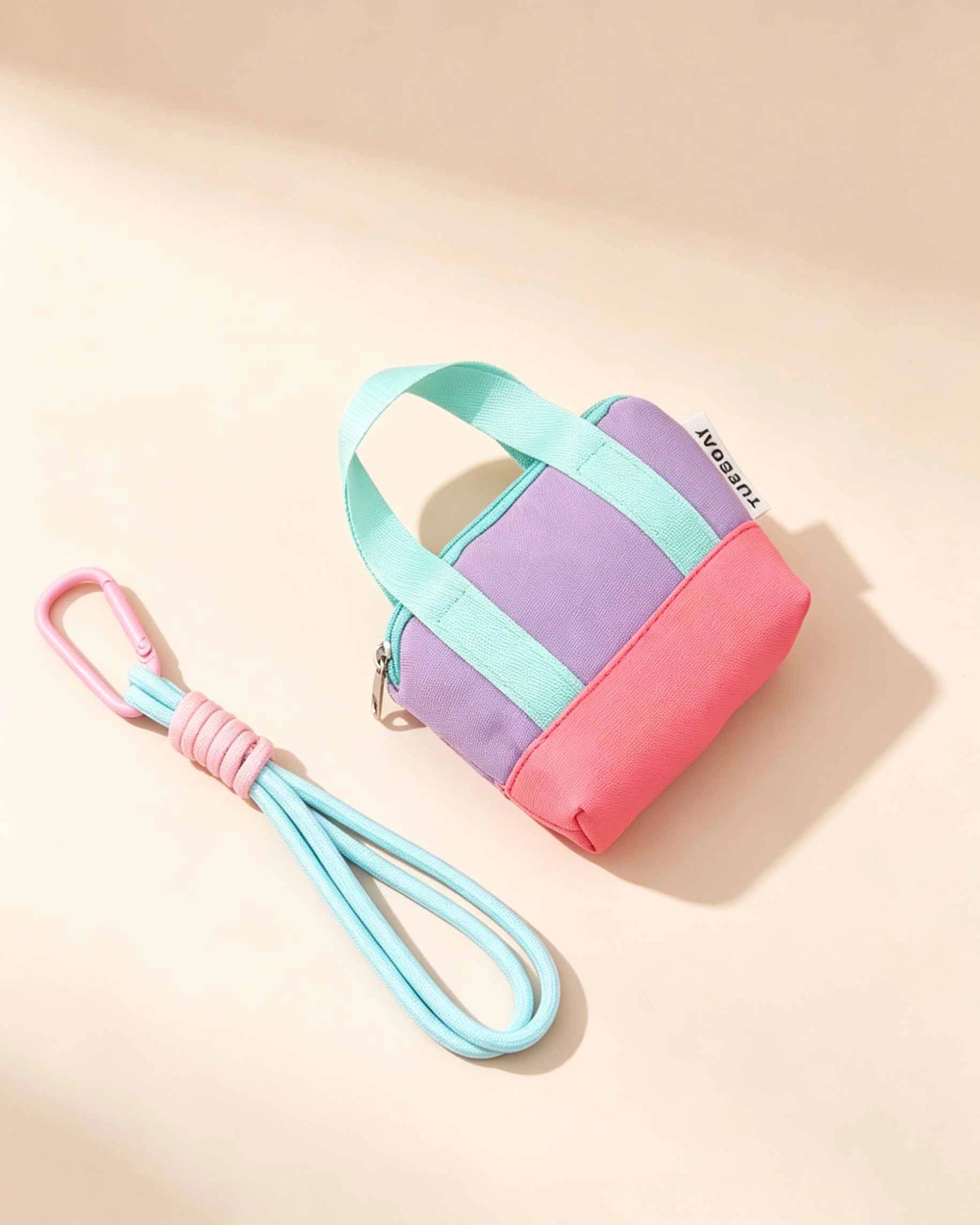 Colorblock Canvas Mini Earphone Pouch Keychain Daily Cute Accessory SP162