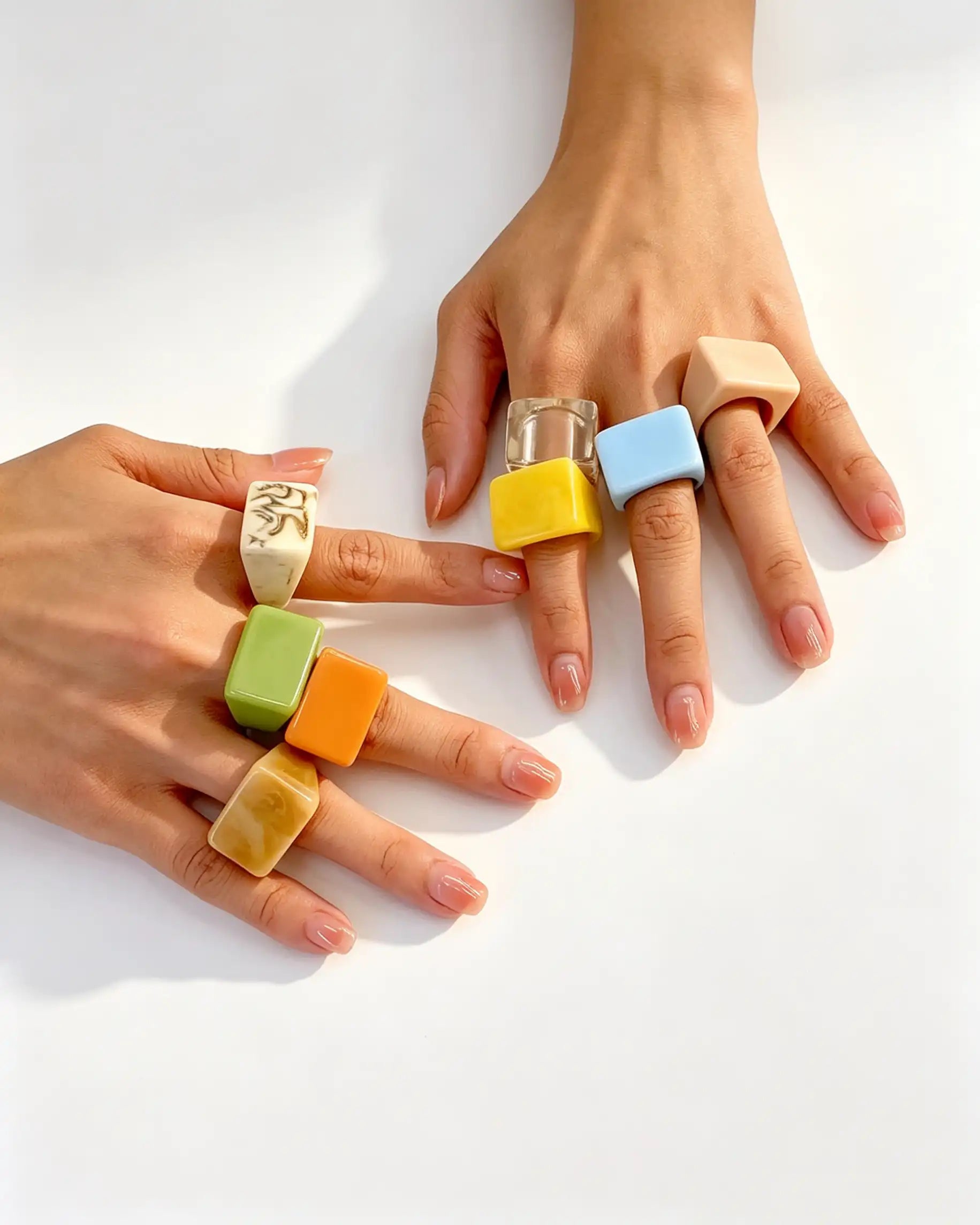 Wholesale Colorful 7Pcs Resin Chunky Rings Party Y2K Jewelry Rings SP106
