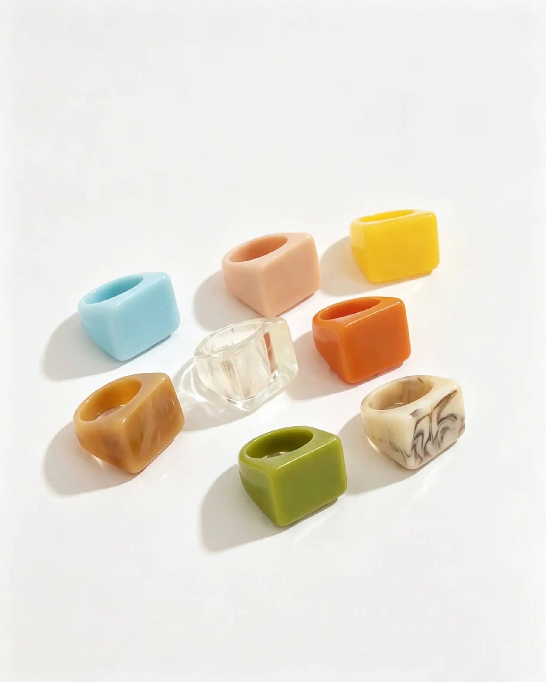 Wholesale Colorful 7Pcs Resin Chunky Rings Party Y2K Jewelry Rings SP106