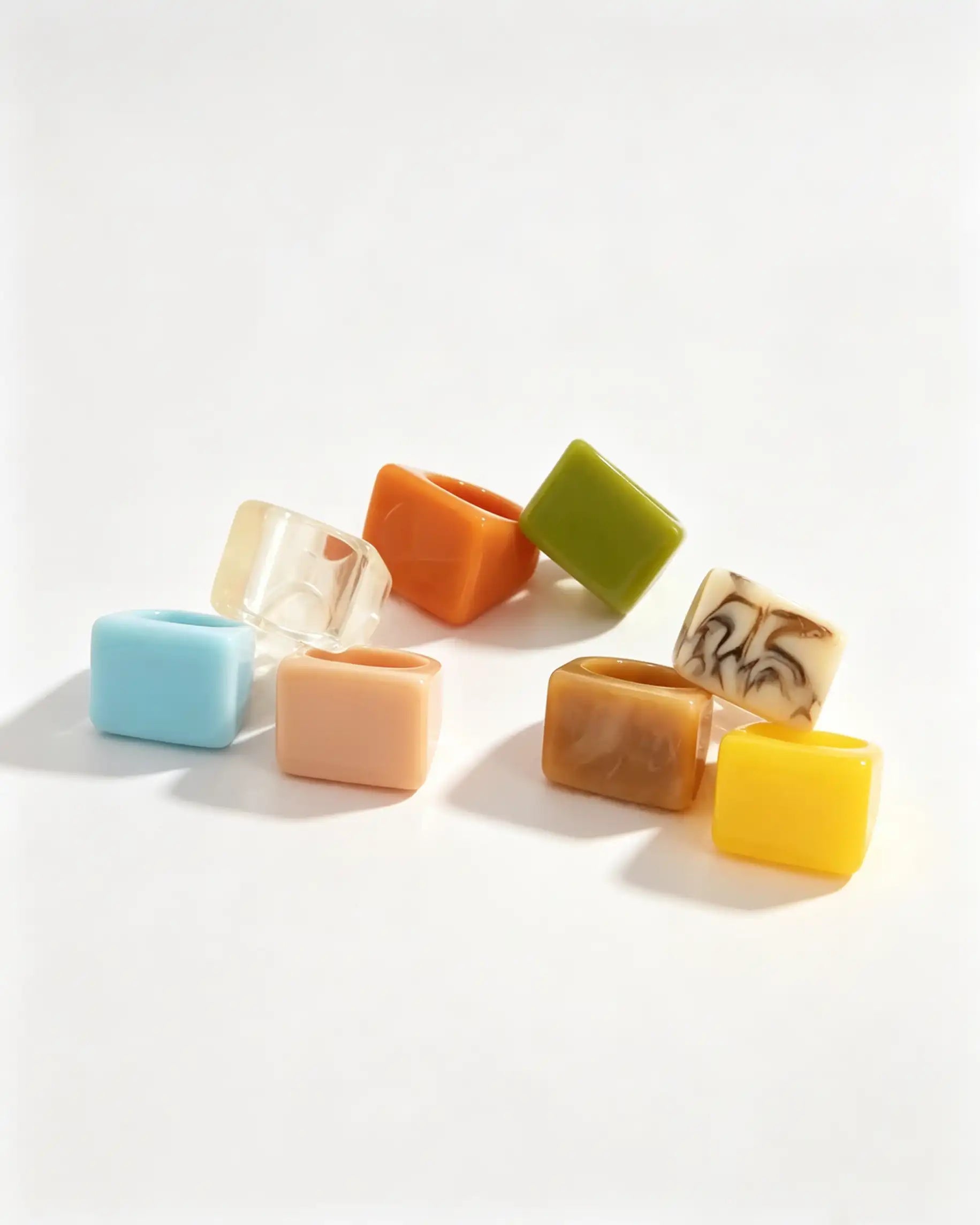 Wholesale Colorful 7Pcs Resin Chunky Rings Party Y2K Jewelry Rings SP106