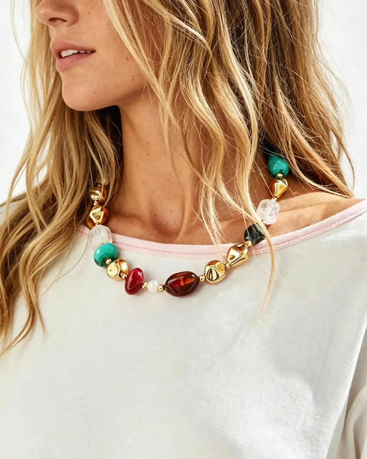 Colorful Irregular Beaded Necklace SP117