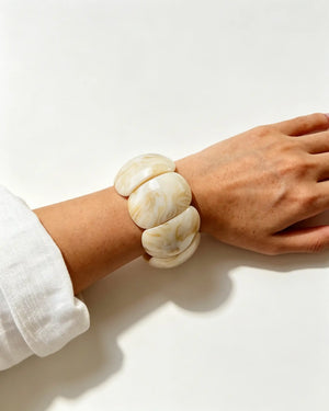 Wholesale Cream Marbled Wide Resin Bracelet SP115
