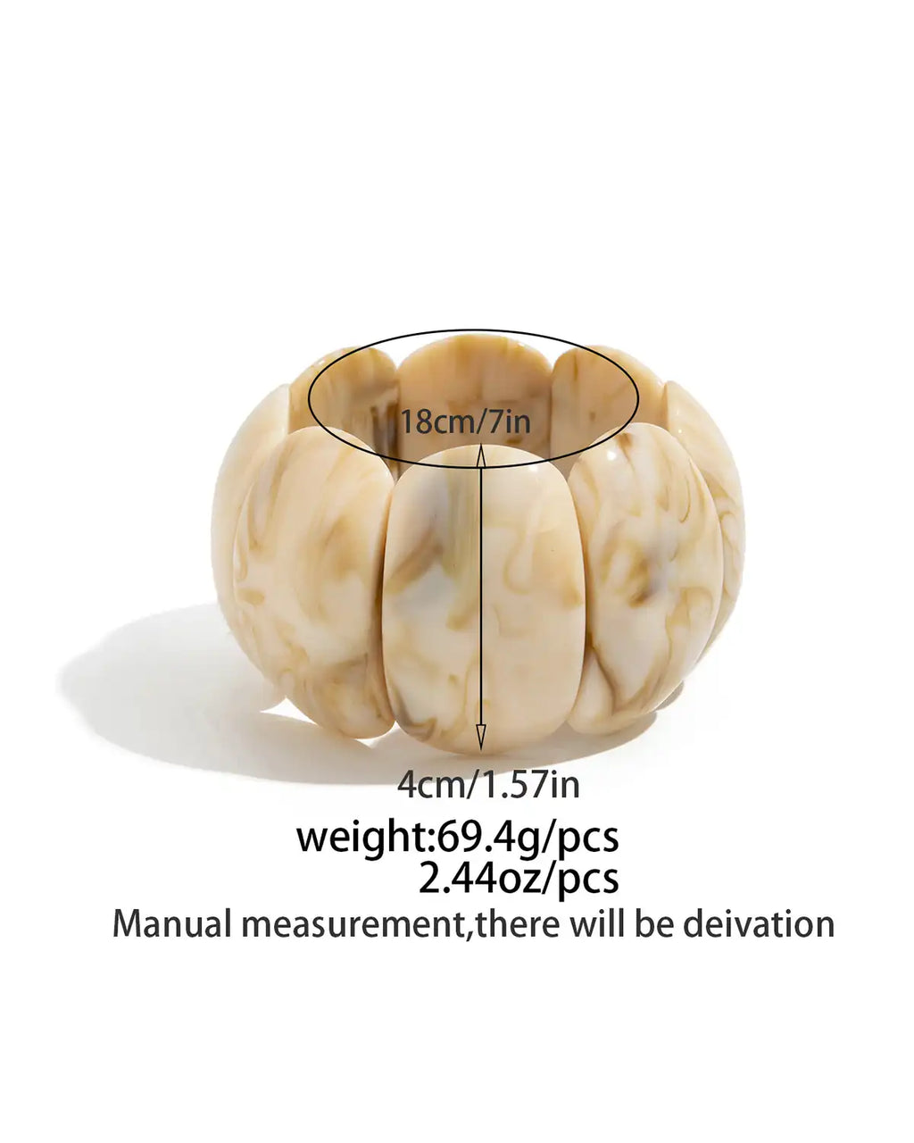 Wholesale Cream Marbled Wide Resin Bracelet SP115