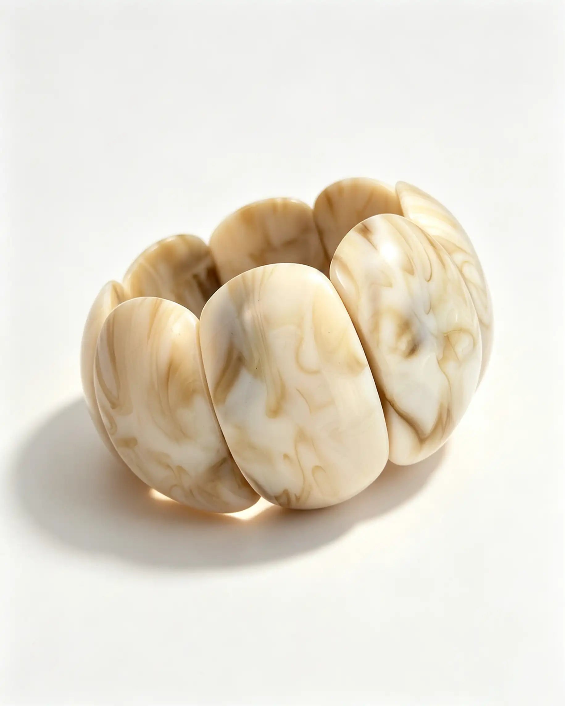 Wholesale Cream Marbled Wide Resin Bracelet SP115