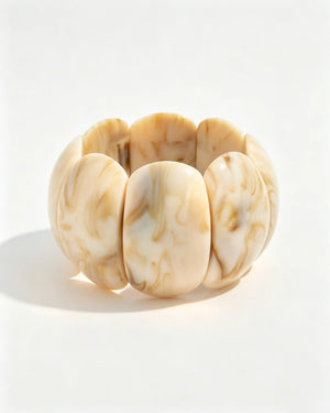 Wholesale Cream Marbled Wide Resin Bracelet SP115