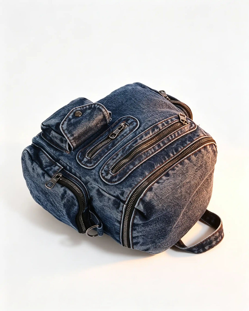 Wholesale Dark Blue Denim Rivet Backpack SP135