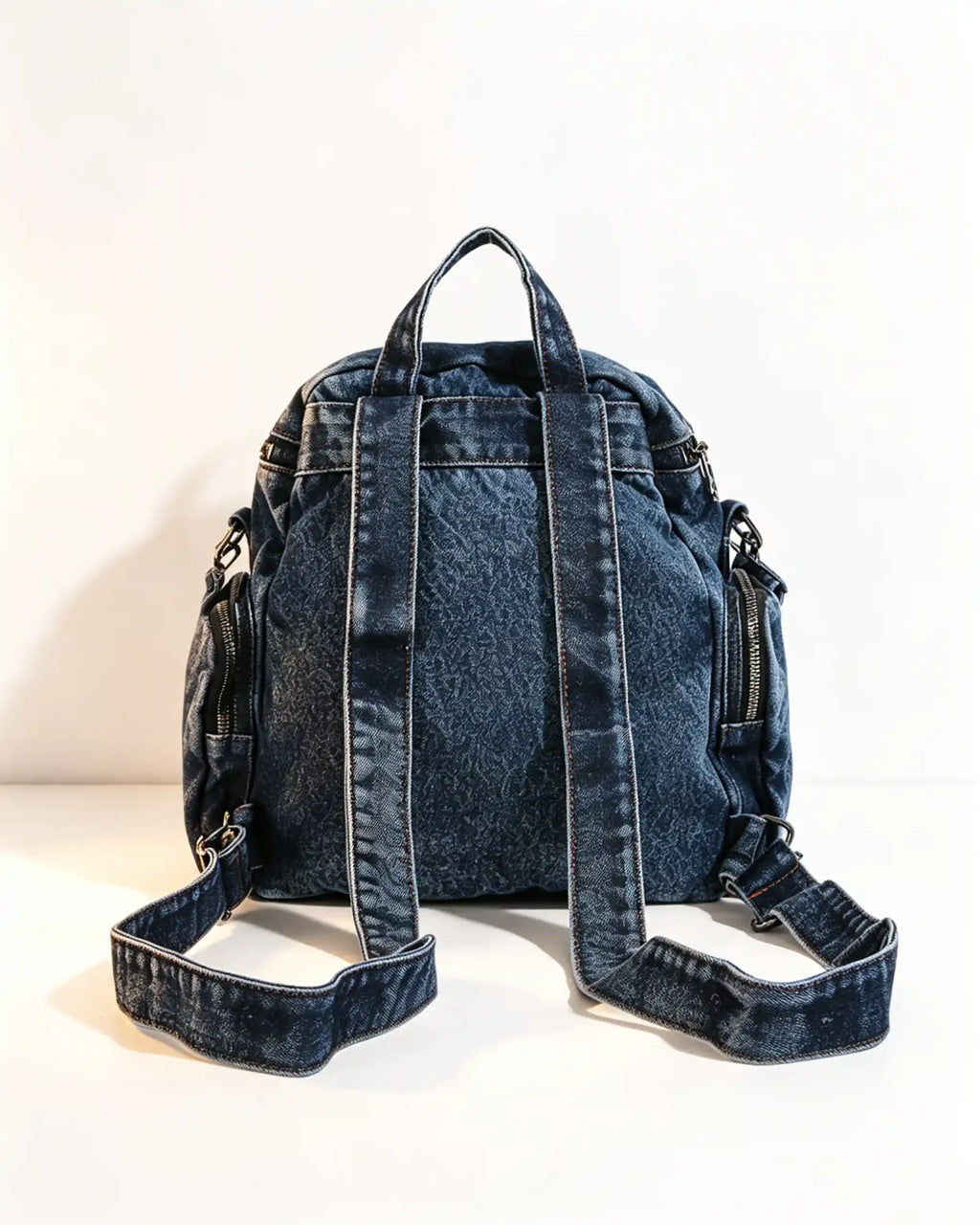 Wholesale Dark Blue Denim Rivet Backpack SP135