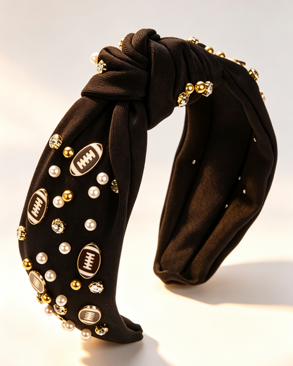 Wholesale Game day football Rhinestone&Pearl Headband Festives Celebrations Hair Hoop Elastic Headbands For Adults And Kids SP012