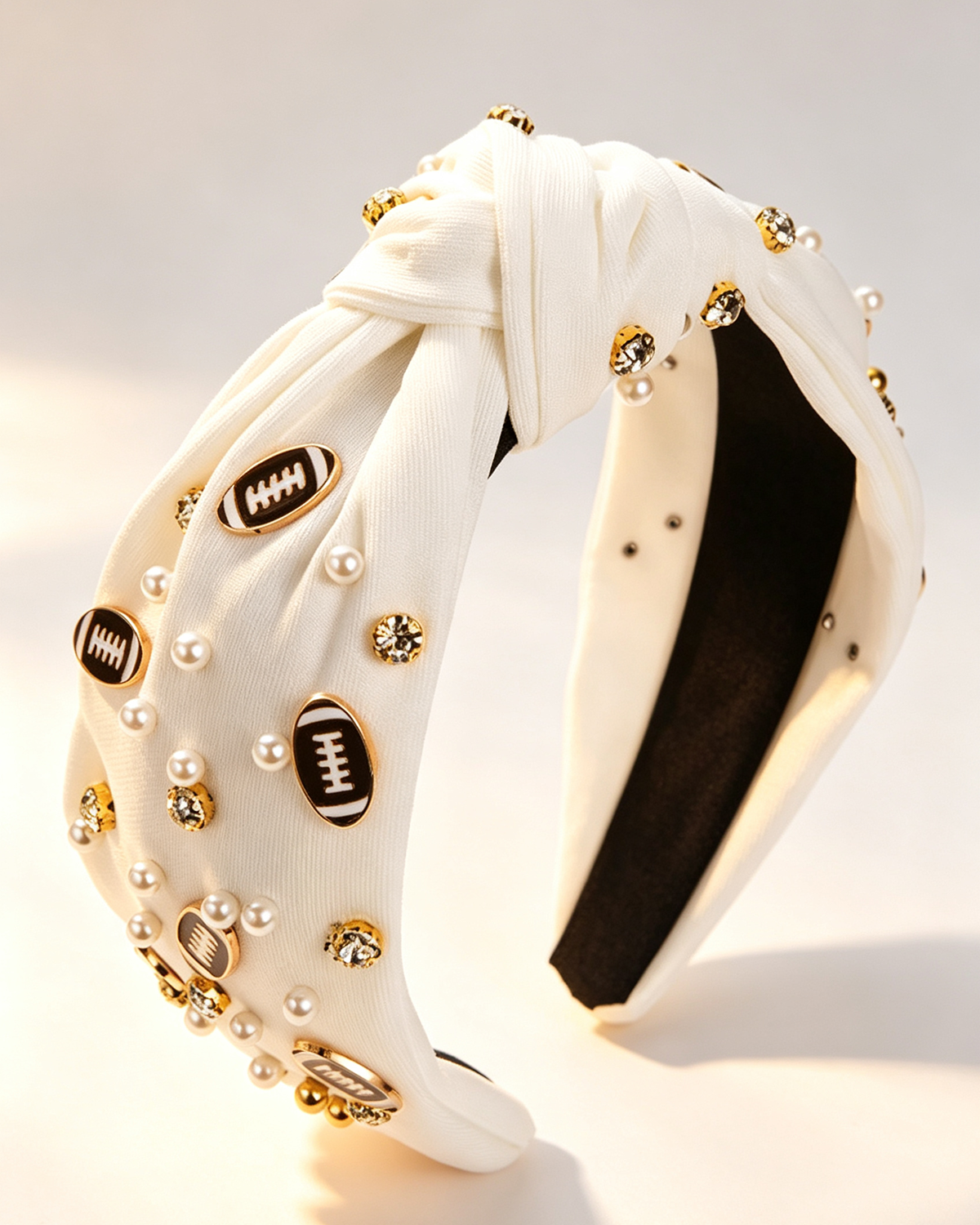 Wholesale Game day football Rhinestone&Pearl Headband Festives Celebrations Hair Hoop Elastic Headbands For Adults And Kids SP012