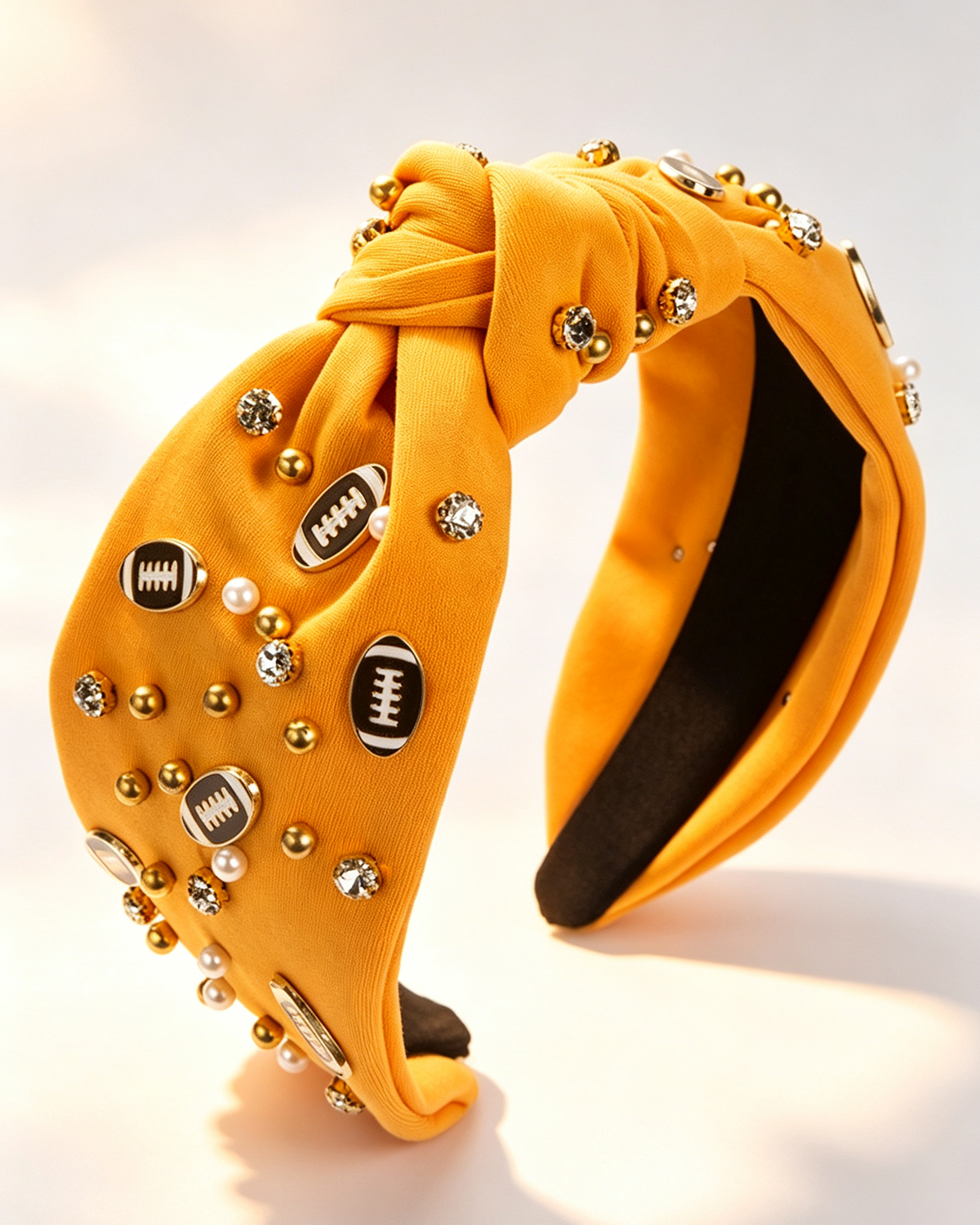 Wholesale Game day football Rhinestone&Pearl Headband Festives Celebrations Hair Hoop Elastic Headbands For Adults And Kids SP012