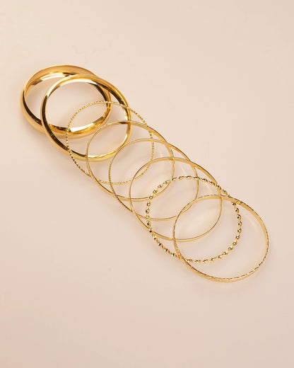 Gold 8-Piece Stackable Bangles Party Trendy Jewelry SP245