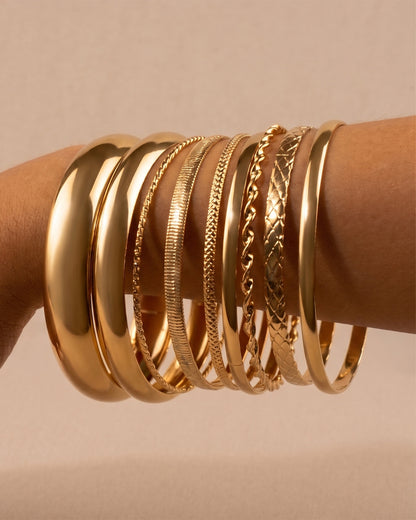 Wholesale Gold 8-Piece Stackable Bangles Party Trendy Jewelry SP245
