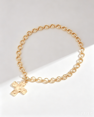 Wholesale Gold Alloy Chunky Cross Necklace Statement Party Jewelry