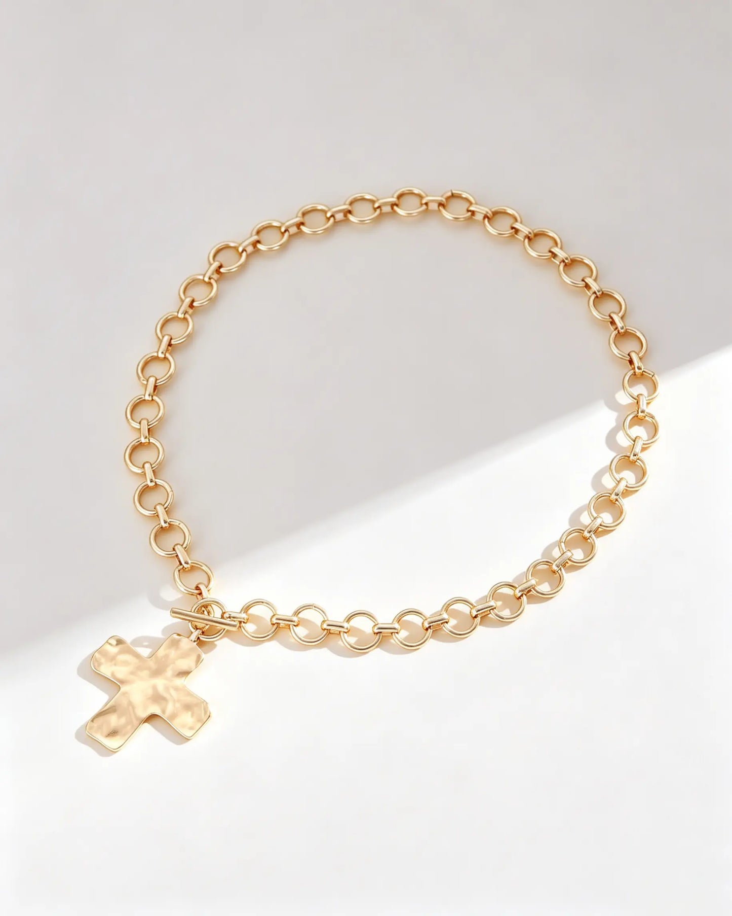 Gold Alloy Chunky Cross Necklace Statement Party Jewelry SP175