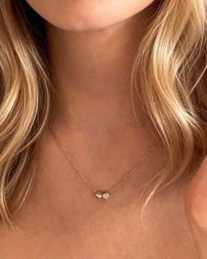 Wholesale Gold Alloy Double Heart Necklace Daily Sweet Gift Jewelry SP173