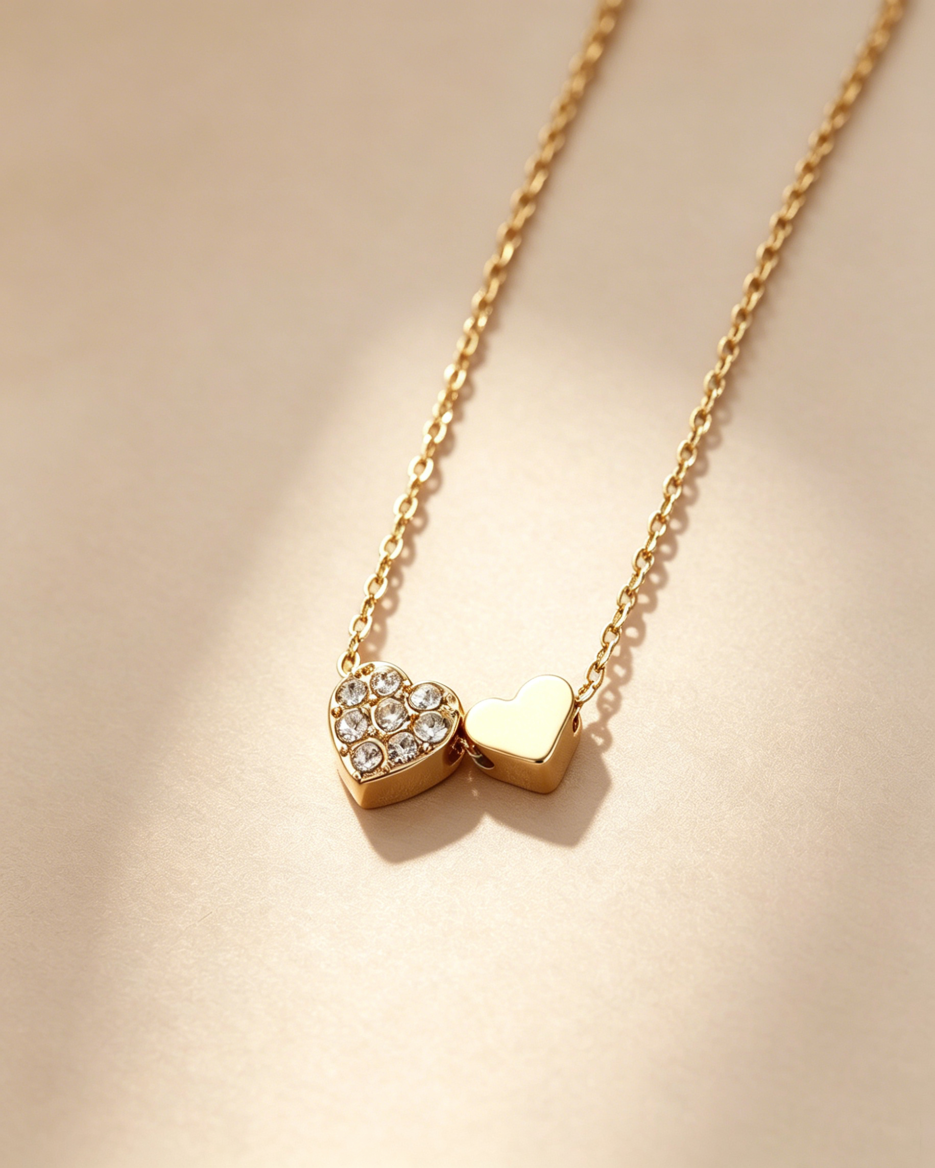 Wholesale Gold Alloy Double Heart Necklace Daily Sweet Gift Jewelry SP173