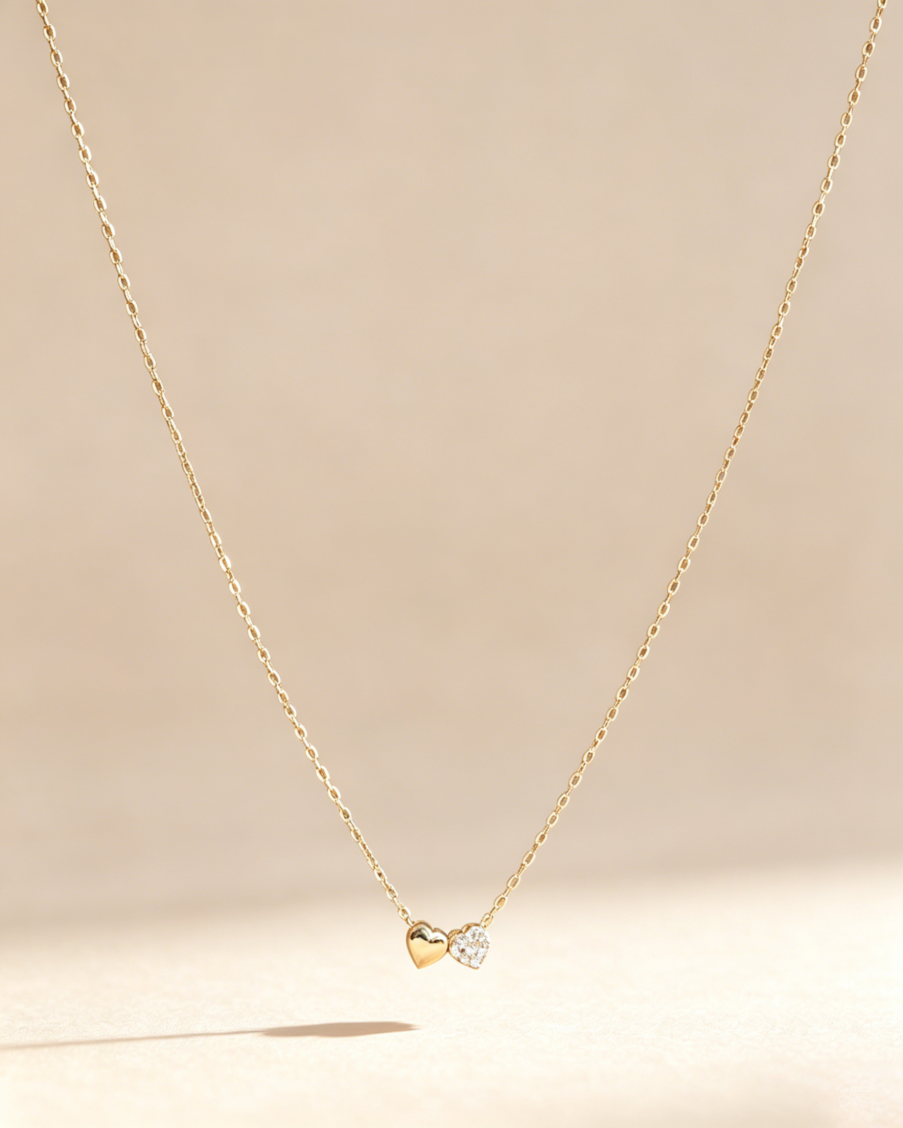 Wholesale Gold Alloy Double Heart Necklace Daily Sweet Gift Jewelry SP173