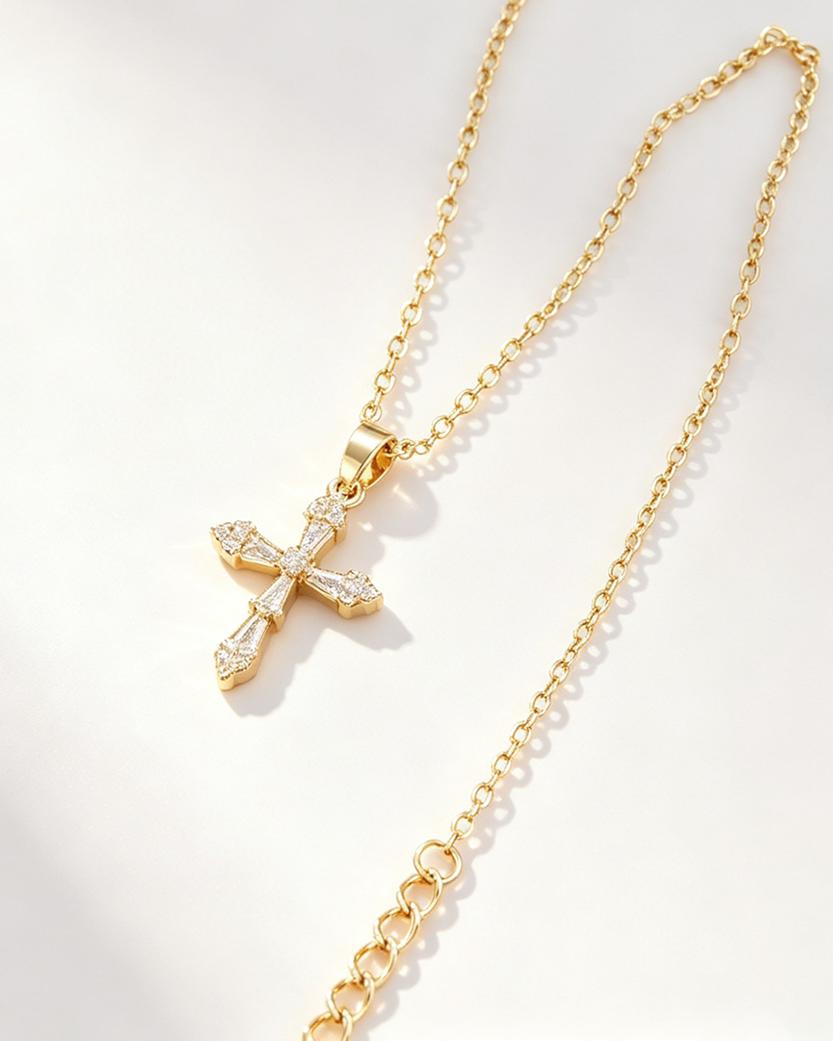 Wholesale Gold Copper Cross Rhinestone Necklace Daily Faith Jewelry SP174