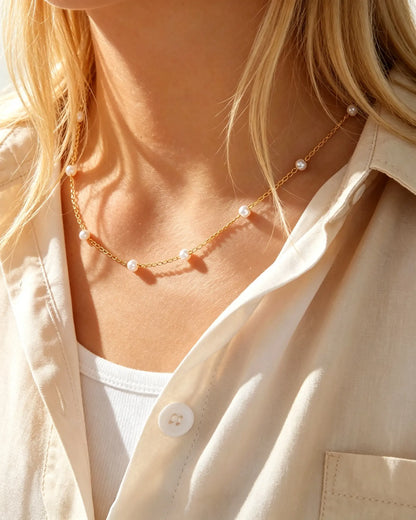 Gold Copper Pearl Necklace Daily Elegant Dainty Jewelry