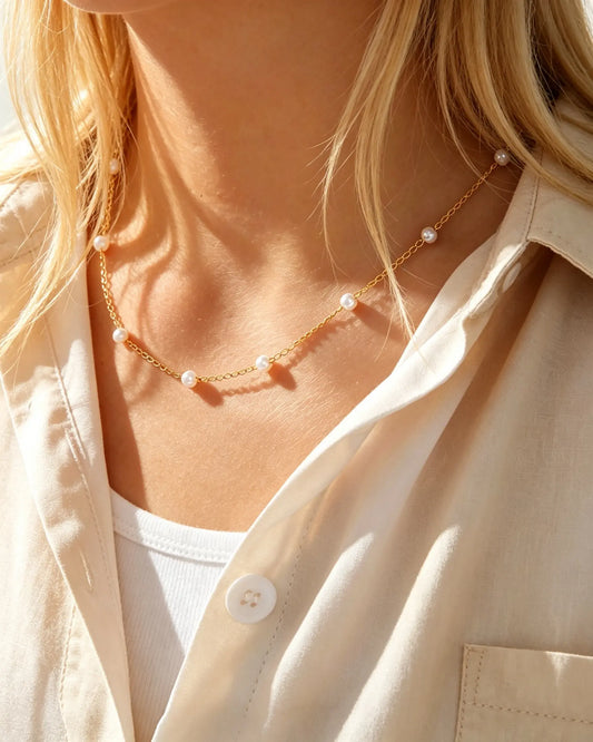 Wholesale Gold Copper Pearl Necklace Daily Elegant Dainty Jewelry