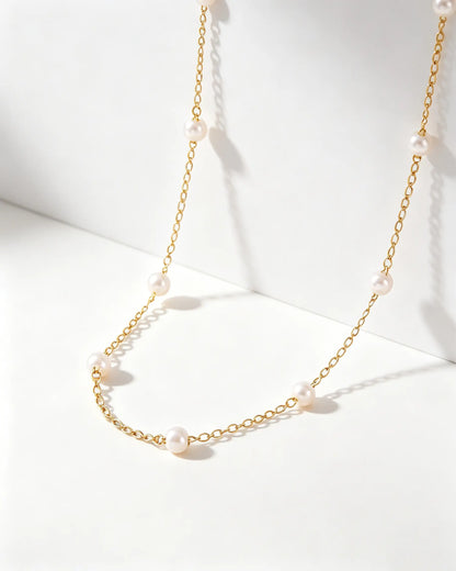 Gold Copper Pearl Necklace Daily Elegant Dainty Jewelry