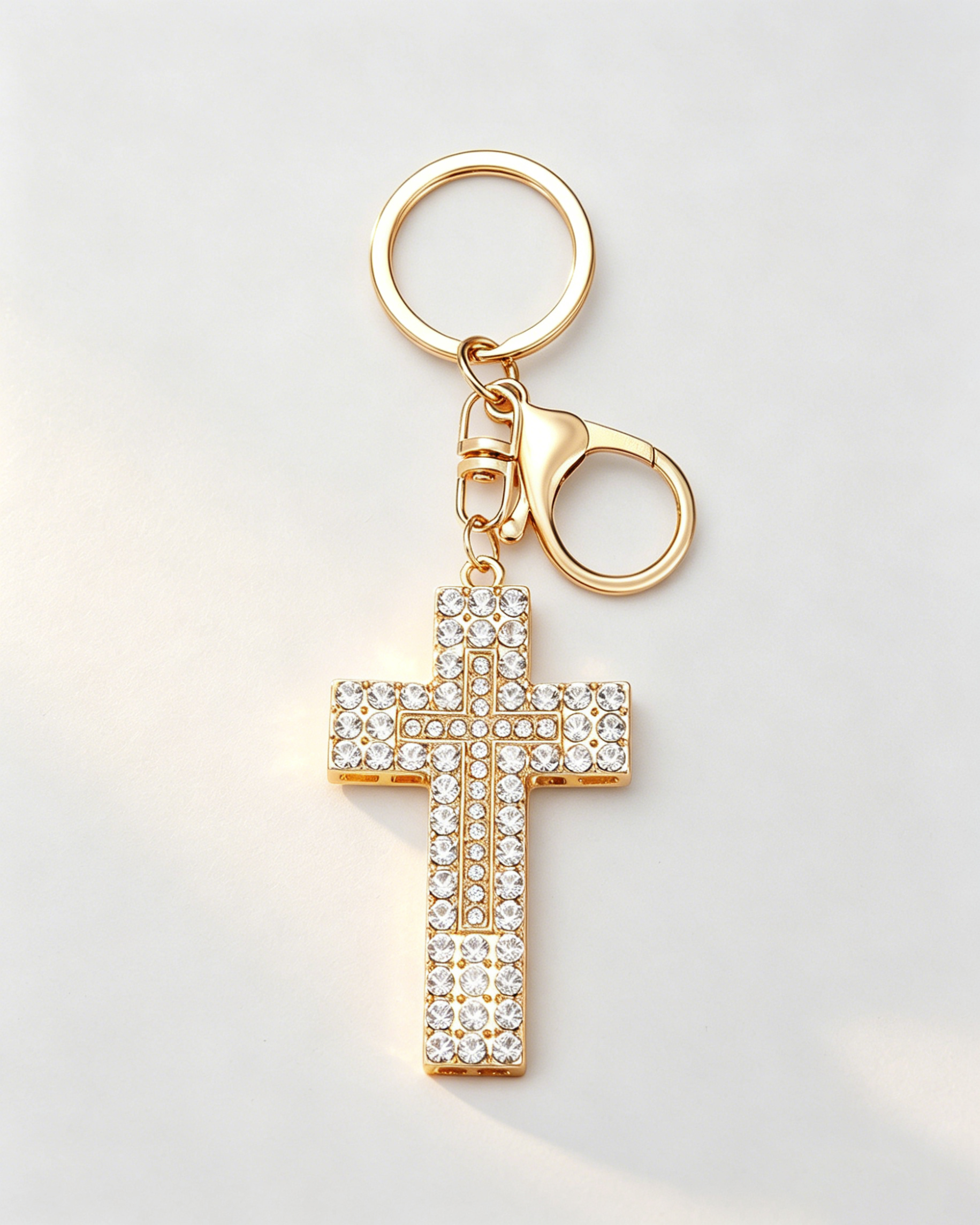 Wholesale Gold Crystal Cross Keychain Church Gift Charm SP231