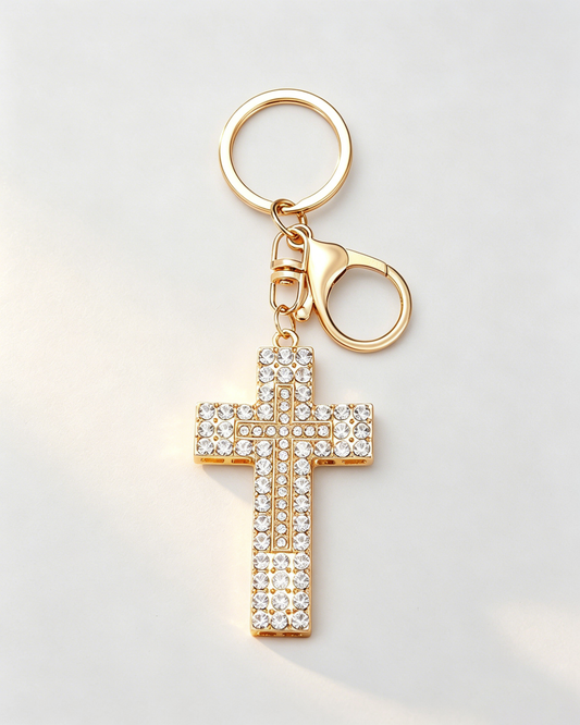 Wholesale Gold Crystal Cross Keychain Church Gift Charm SP231