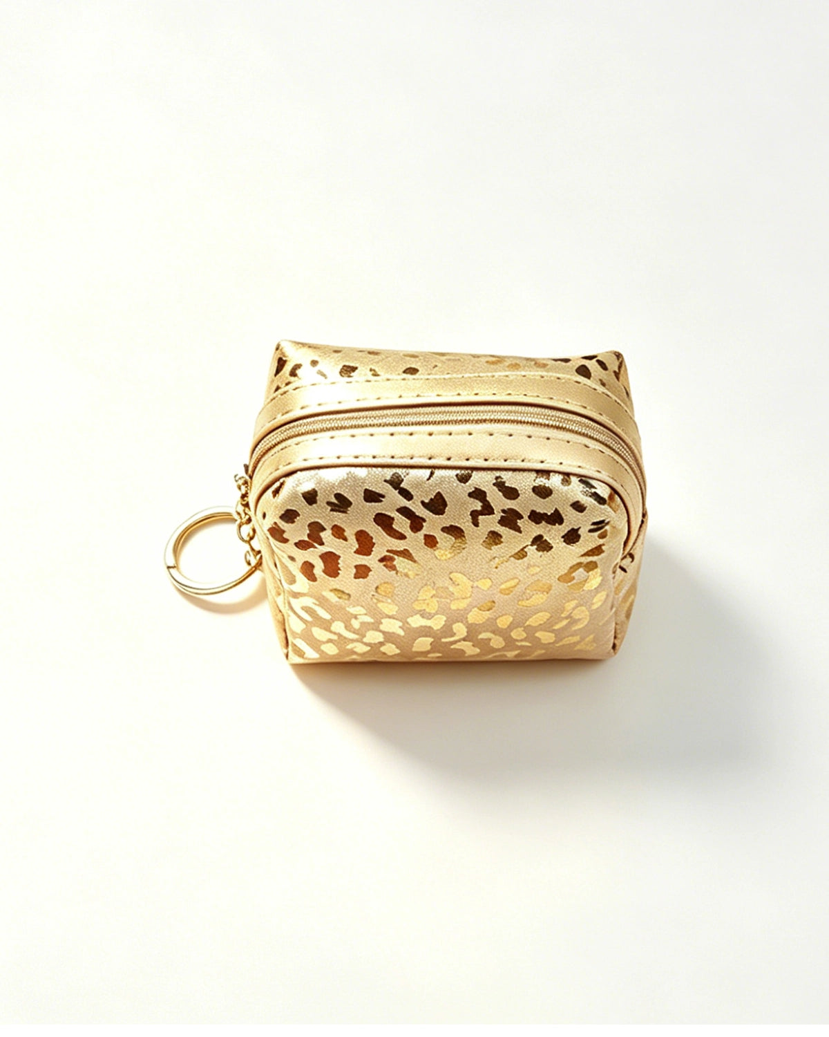 Gold Foil Leopard Pouch Travel Mini Keychain Purse SP153