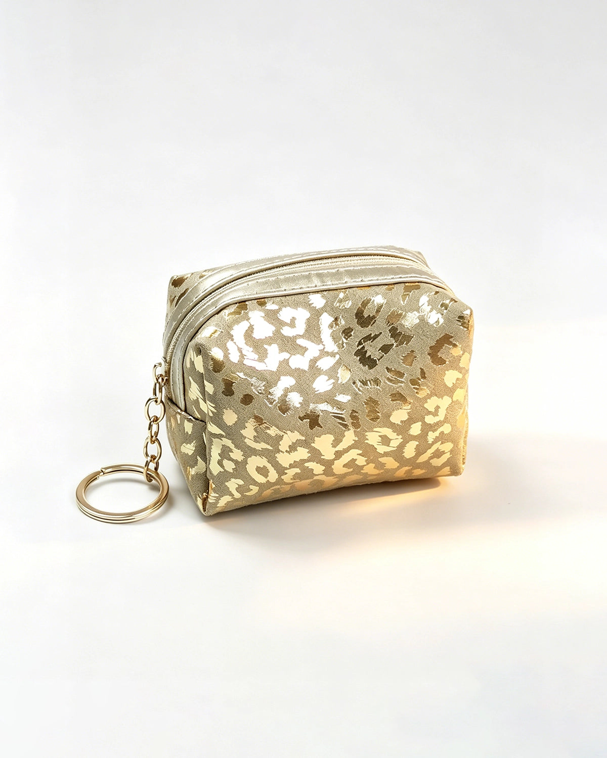 Gold Foil Leopard Pouch Travel Mini Keychain Purse SP153
