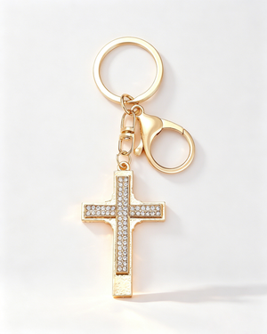 Wholesale Gold Rhinestone Cross Keychain Daily Bag Charm SP230