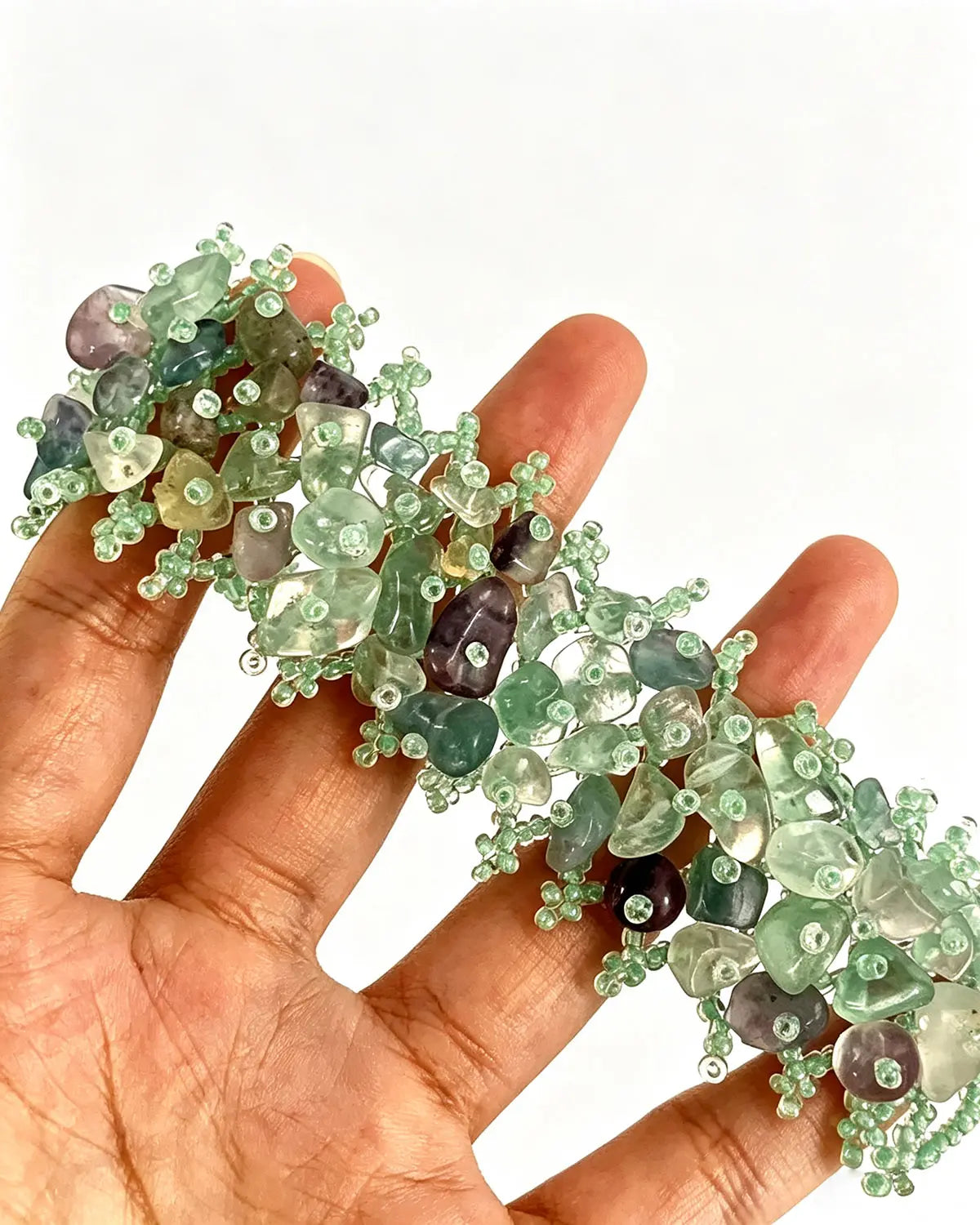 Green Fluorite Cluster Summer Resort Bracelet SP256