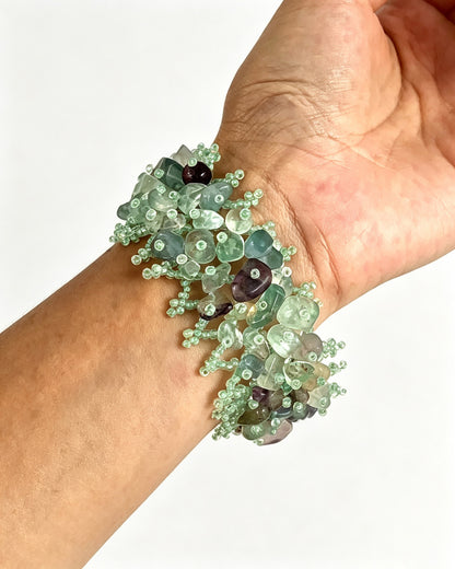 Wholesale Green Fluorite Cluster Summer Resort Bracelet SP256