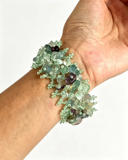 Green Fluorite Cluster Summer Resort Bracelet SP256