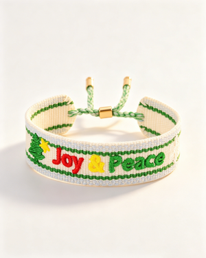 Wholesale Green Joy Peace Embroidery Bracelet Christmas Party Gift SP206