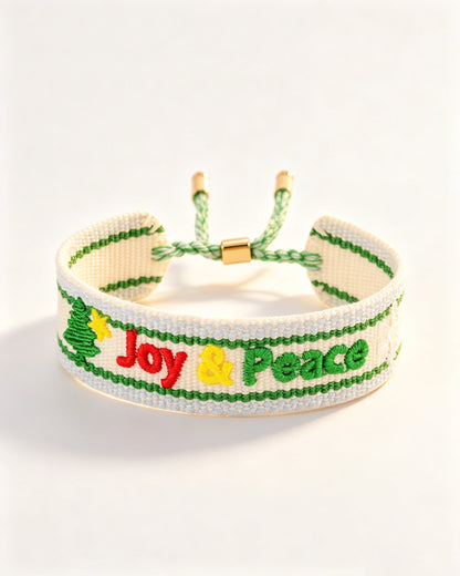 Green Joy Peace Embroidery Bracelet Christmas Party Gift SP206