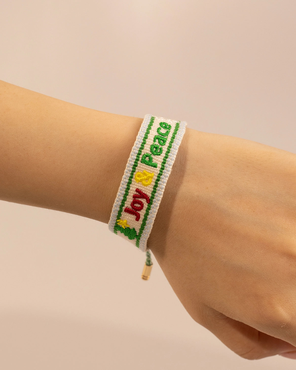 Green Joy Peace Embroidery Bracelet Christmas Party Gift SP206