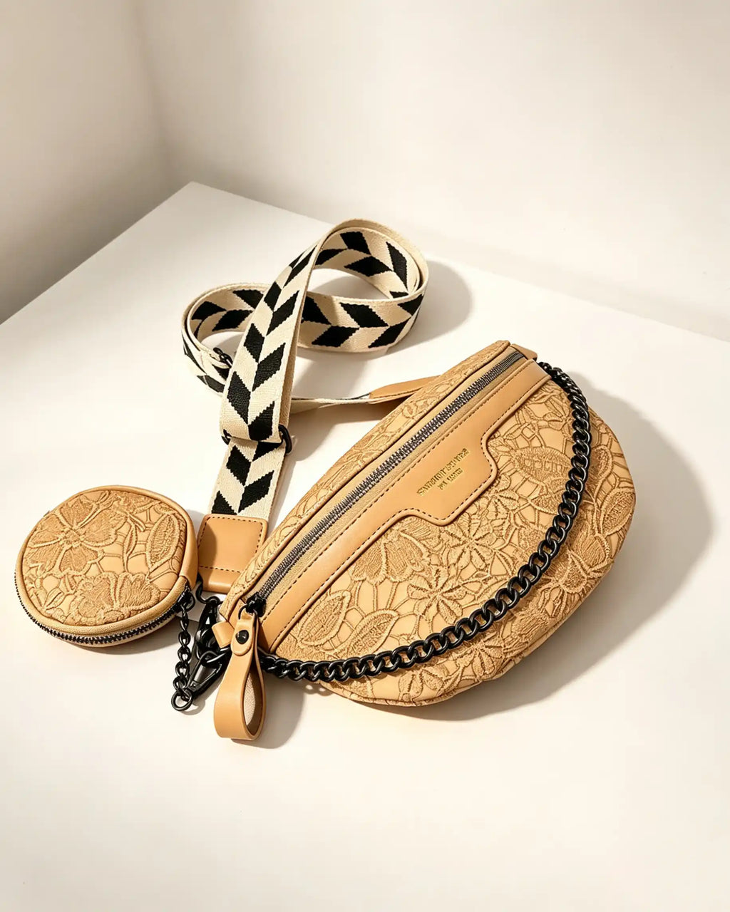 Wholesale Khaki Embossed 2Pcs Crossbody Bag SP122