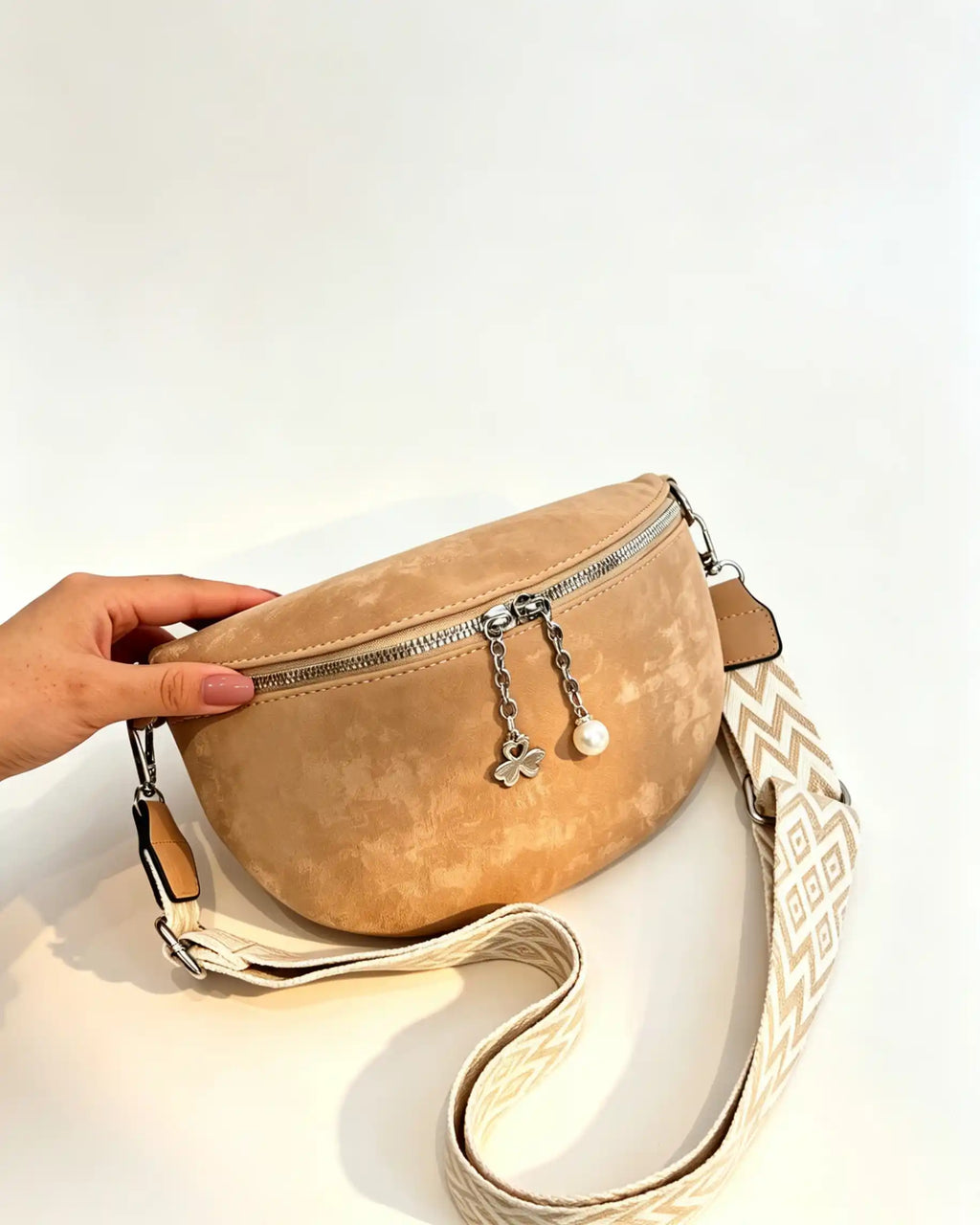 Wholesale Khaki Suede Pearl Fanny Pack SP128