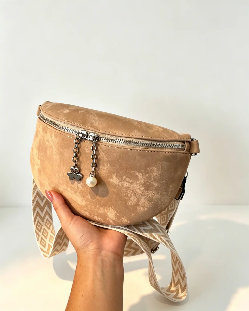 Wholesale Khaki Suede Pearl Fanny Pack SP128