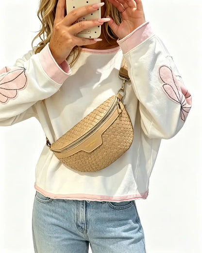 Khaki Woven Casual Fanny Pack SP129