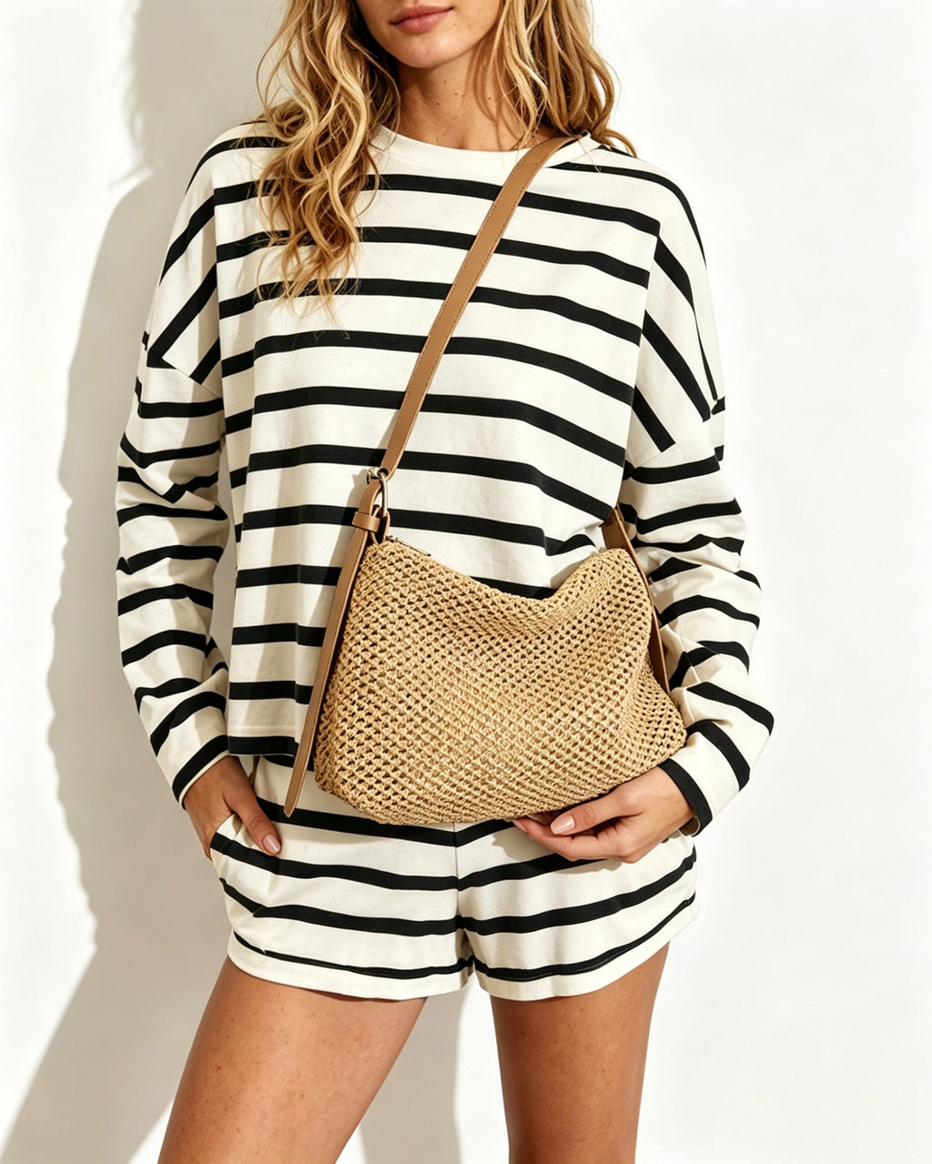 Wholesale Khaki Woven Crossbody Bag Vacation Boho Summer Accessory SP145