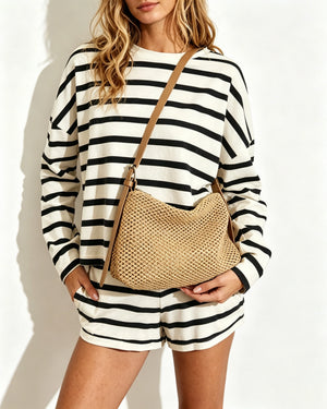 Wholesale Khaki Woven Crossbody Bag Vacation Boho Summer Accessory SP145