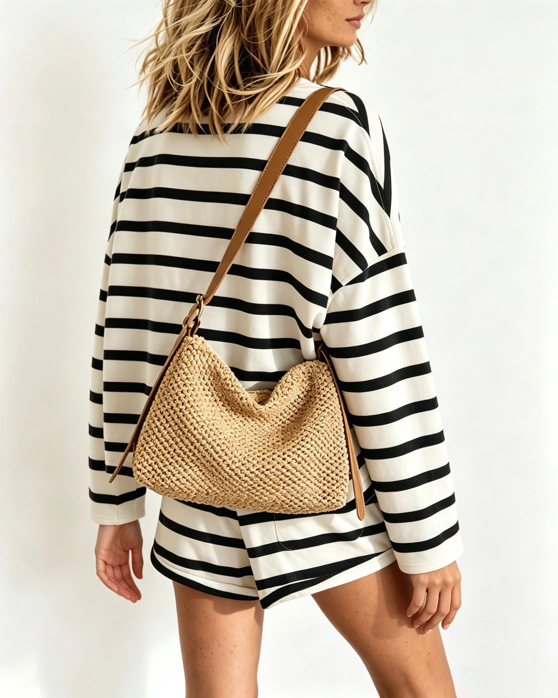 Wholesale Khaki Woven Crossbody Bag Vacation Boho Summer Accessory SP145