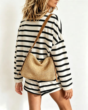 Wholesale Khaki Woven Crossbody Bag Vacation Boho Summer Accessory SP145