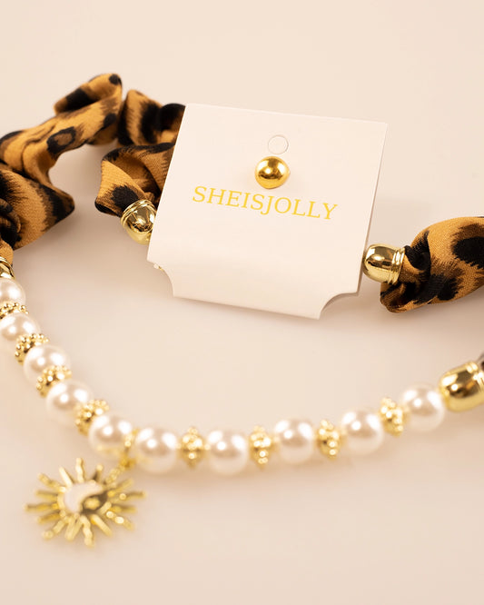 Wholesale Leopard Pearl Sun Necklace Party Trendy Jewelry SP263